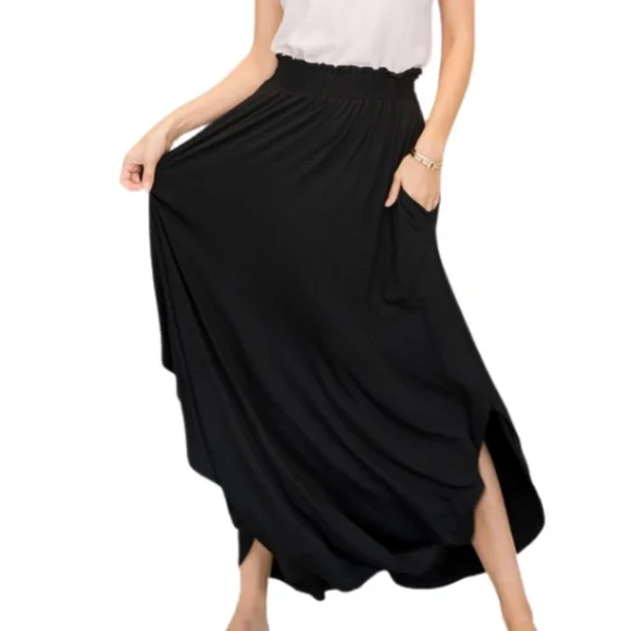 Womens Skirts Long Black Jersey Skirt Plus Size Black Maxi Jersey